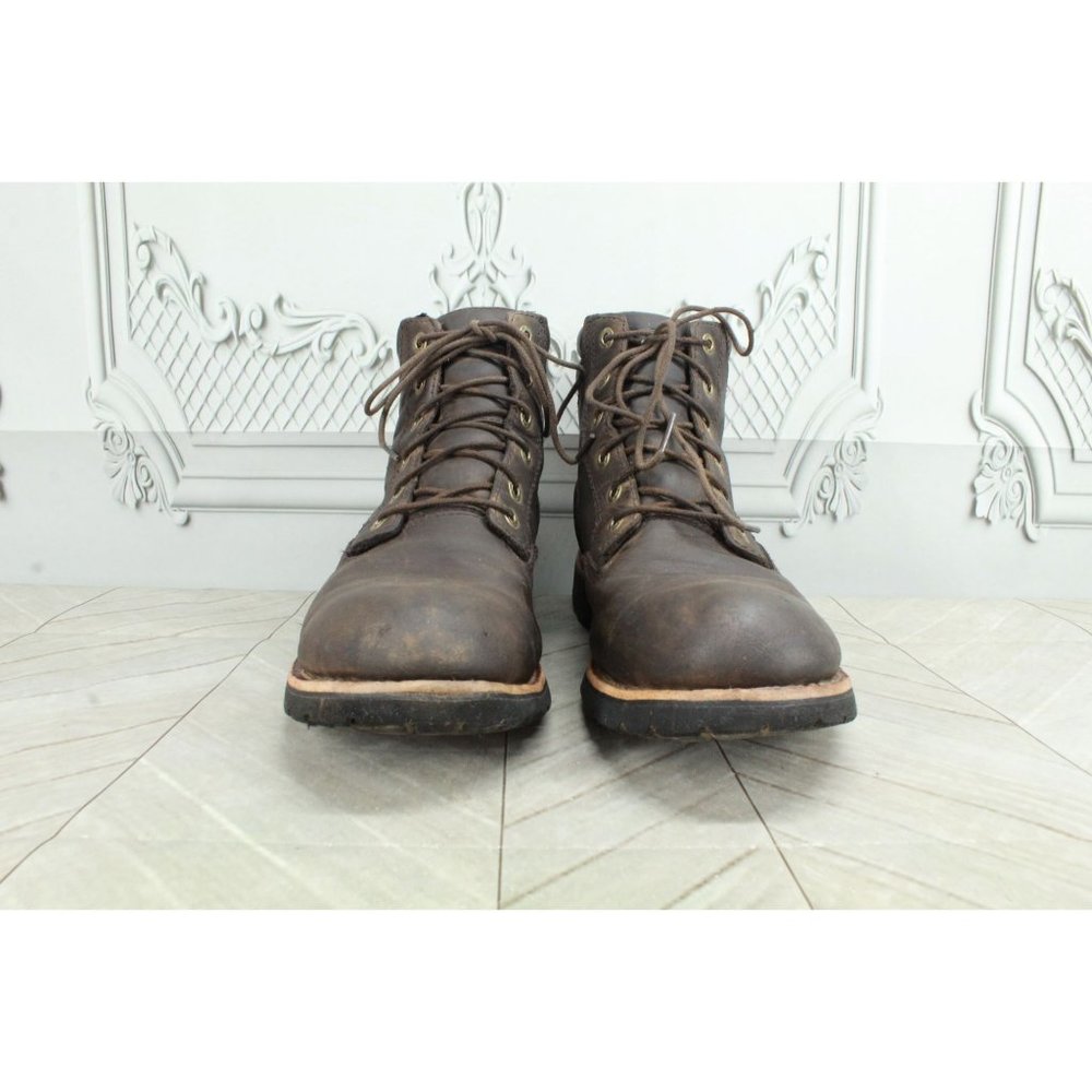 LL Bean Brown Leather Plain-Toe Bucksport Vibram Sole Work Boots Size 10 M - Picture 4 of 9